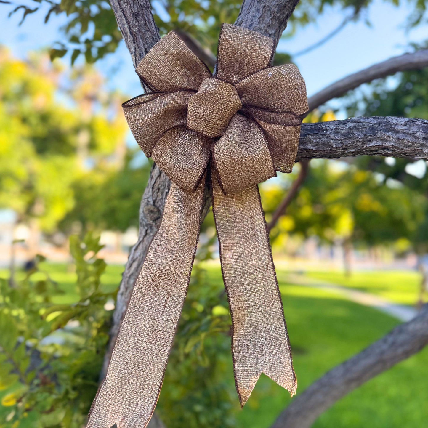 Rustic Gold Burlap Bow